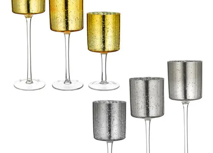 3er Set Windlichter auf Fuß, Doppelseitig - Stimmungsvolle Beleuchtung TK Gruppe® Grosshandel 