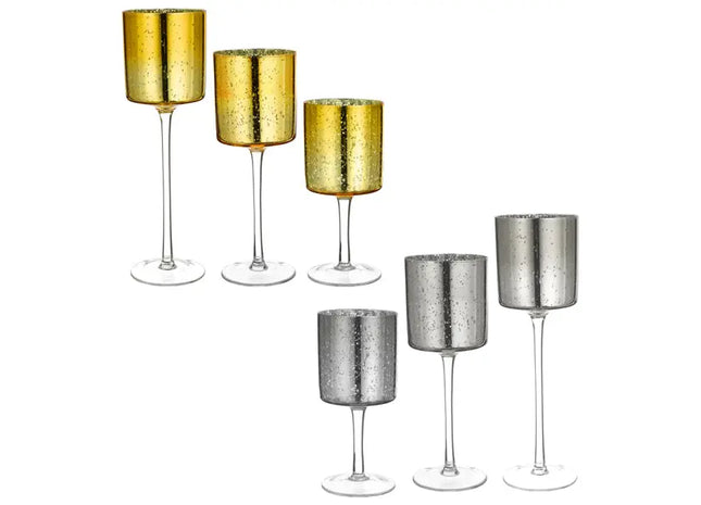 3er Set Windlichter auf Fuß, Doppelseitig - Stimmungsvolle Beleuchtung TK Gruppe® Grosshandel 