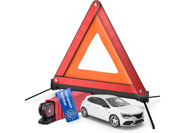 KFZ Warndreieck rot, Dreieck Pannendreieck Auto Triangle EN ISO 20471 EU - Zulassung Österreich & Deutschland für Unfall & Pannen