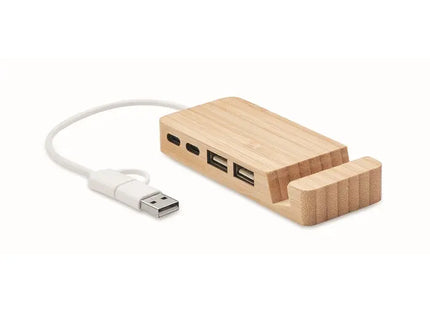 4-Port USB Verteiler HUBSTAND - Holz Stilvoller USB-Hub mit 4 Anschlüssen TK Gruppe® Grosshandel 