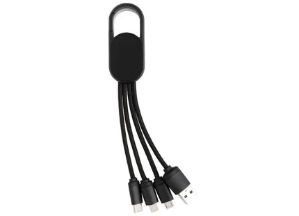 4-in-1 Ladekabel mit Karabiner-Clip, multifunktional - Schwarz TK Gruppe® Grosshandel 