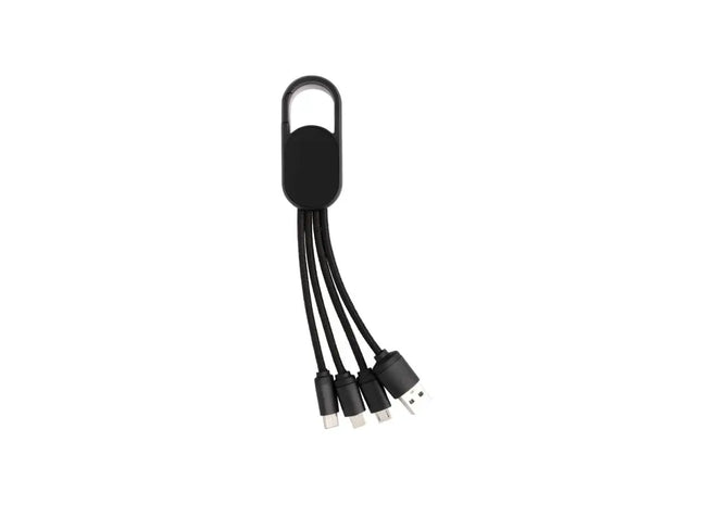4-in-1 Ladekabel mit Karabiner-Clip, multifunktional - Schwarz TK Gruppe® Grosshandel 