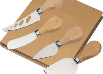 4-teiliges Käsemesserset mit Beigen Holzgriffen, Stilvoll & Funktional TK Gruppe® Grosshandel 