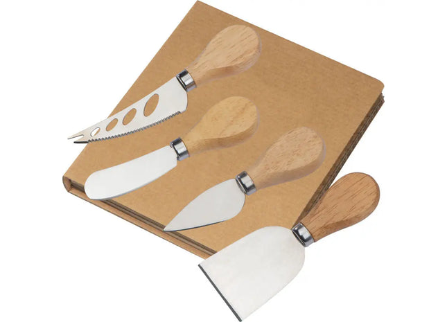 4-teiliges Käsemesserset mit Beigen Holzgriffen, Stilvoll & Funktional TK Gruppe® Grosshandel 