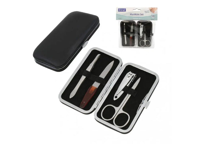 4-teiliges Premium Nagelpflege-Set im eleganten Kunstlederetui, 11x6cm - Ideal für TK Gruppe® Grosshandel 