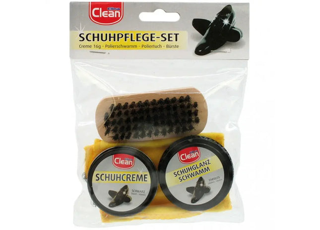 4-teiliges Schuhpflege-Set in Tasche mit Überschrift - Komplettes Reinigungsset TK Gruppe® Grosshandel 