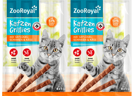 ZooRoyal Katzen Grillies Geflügel-Schinken & Käse 8x5g