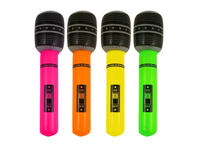 40cm Neonfarbene aufblasbare Mikrofone, 4 Sorten - Partyzubehör & Karaoke-Deko TK Gruppe® Grosshandel 
