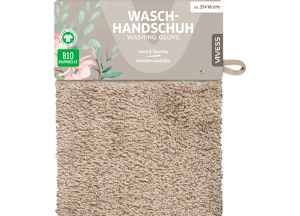 Vivess Waschhandschuh braun