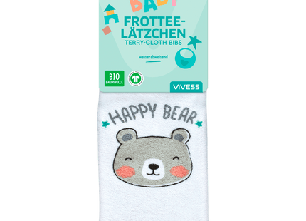 Vivess Baby Frottee-Lätzchen Happy Bear 2 Stück