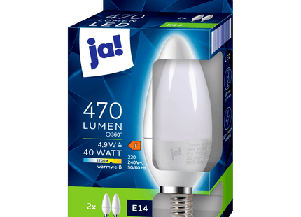 ja! LED Kerze E14 470 Lumen 40 Watt 2 Stück