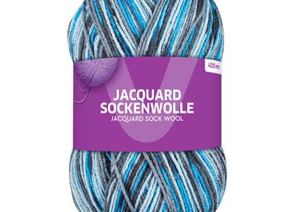 Jacquard Sockenwolle blau