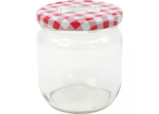 425ml Einmachglas mit Kariertem Deckel - Vielseitiger Glasbehälter für Haushaltseinkochbedarf TK Gruppe® Grosshandel 