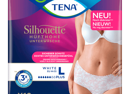 Tena Silhouette Hüfthohe Unterwäsche White L 10 Stück