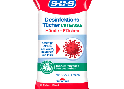 SOS Desinfektions-Tücher Intense Hände + Flächen 25 Stück