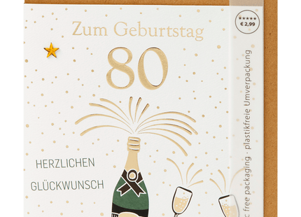 Glückwunschkarte zum 80, Geburtstag