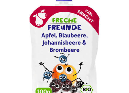 Erdbär Freche Freunde Bio Apfel, Blaubeere, Johannisbeere & Brombeere 100g