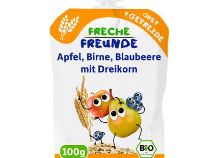 Freche Freunde Bio Apfel, Birne, Blaubeere mit Dreikorn 100g