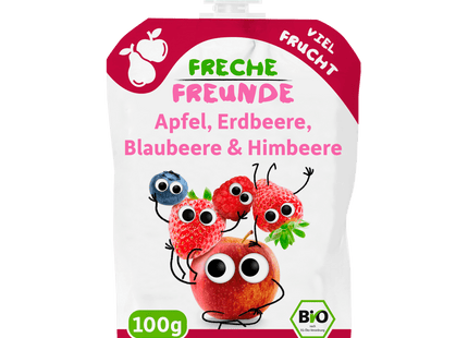 Erdbär Freche Freunde Bio 100% Apfel, Erdbeere, Blaubeere & Himbeere 100g