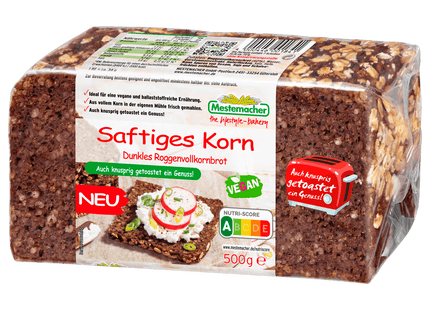 Mestemacher Dunkles Roggenvollkornbrot saftiges Korn 500g