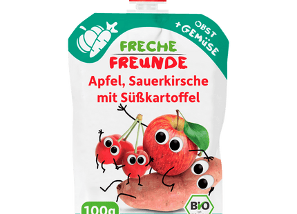 Freche Freunde Bio Quetschie Apfel Sauerkirsche mit Süßkartoffel 100g