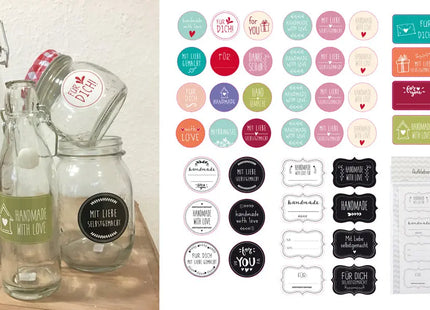 46-teiliges Aufkleberset 'Handmade' – Ideal für DIY und Geschenkverzierung TK Gruppe® Grosshandel 