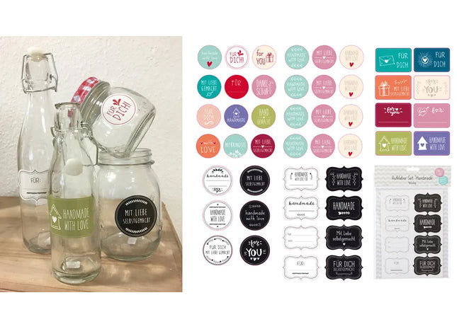 46-teiliges Aufkleberset 'Handmade' – Ideal für DIY und Geschenkverzierung TK Gruppe® Grosshandel 