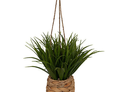 Moda hängende Gras-Pflanze Höhe 27 cm mit Naturfaser-Topf