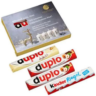 4er Advents-Duplo-Pack – Klassisch & Weiß mit Kinder Riegel, Individuell bedruckt TK Gruppe® Grosshandel 