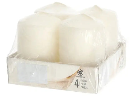 4er-Pack Cremefarbene Stumpenkerzen, ca. 8cm Hoch - Stilvolle Raumbeleuchtung TK Gruppe® Grosshandel 