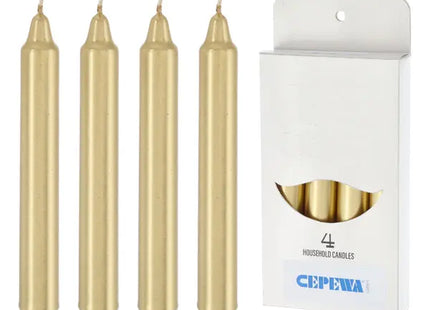 4er-Pack Goldene Metallic-Stabkerzen, 15 cm – Glamouröses Kerzenset TK Gruppe® Grosshandel 