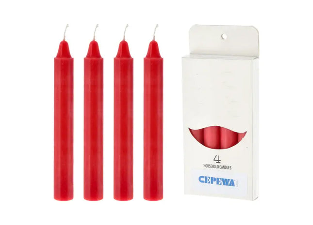 4er-Pack Rote Stabkerzen, Höhe 15 cm – Elegantes Kerzenset TK Gruppe® Grosshandel 
