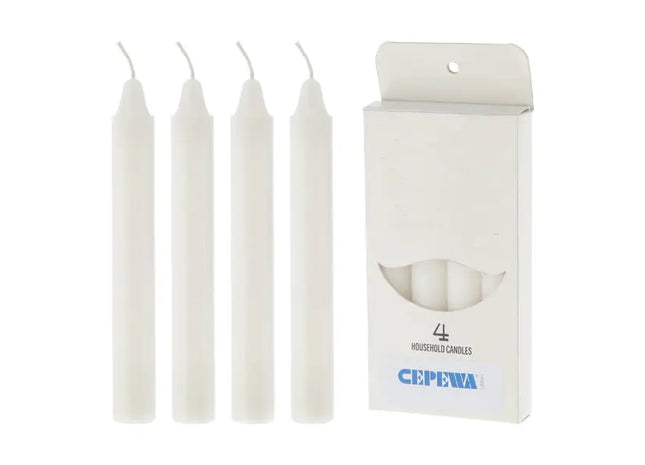 4er-Pack Weiße Stabkerzen, 15 cm Hoch - Klassische Dekorkerzen TK Gruppe® Grosshandel 