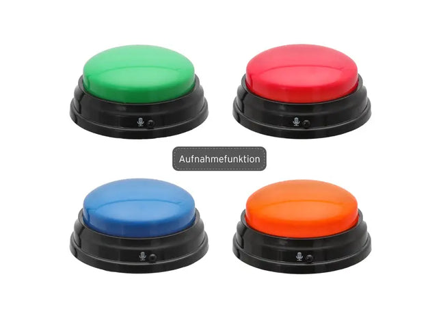 4er Set Aufnahme-Buzzer, Benutzerdefinierte Soundknöpfe, Ø 9cm TK Gruppe® Grosshandel 