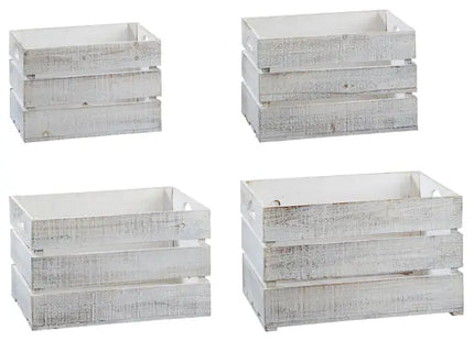 4er Set Dekorative Holzkisten, Antik-Weiß, Vintage-Design TK Gruppe® Grosshandel 