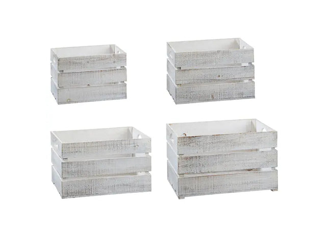 4er Set Dekorative Holzkisten, Antik-Weiß, Vintage-Design TK Gruppe® Grosshandel 