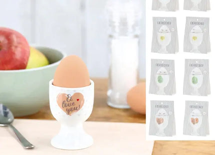 4er Set Eierhalter auf Fuß mit Musterkarte, Höhe ca. 7cm – Stilvolle Eierbecher TK Gruppe® Grosshandel 