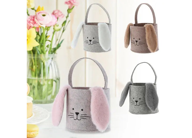 4er Set Filz-Geschenktaschen mit Hasenmotiv, 16,5x15 cm TK Gruppe® Grosshandel 