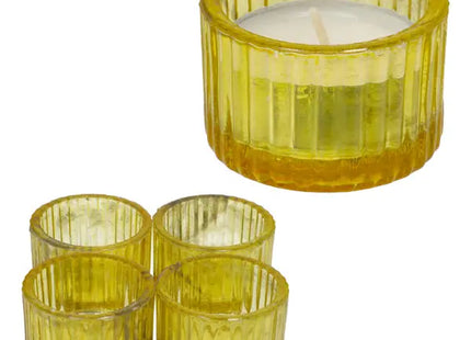 4er Set Gelbe Runde Teelichthalter, Durchmesser 5 cm - Leuchtende Dekorakzente TK Gruppe® Grosshandel 