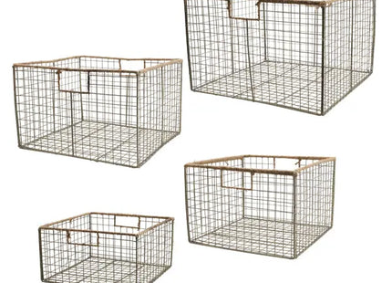 4er Set Goldene Glitzerkörbe mit Griffen, Dekorative Aufbewahrung TK Gruppe® Grosshandel 