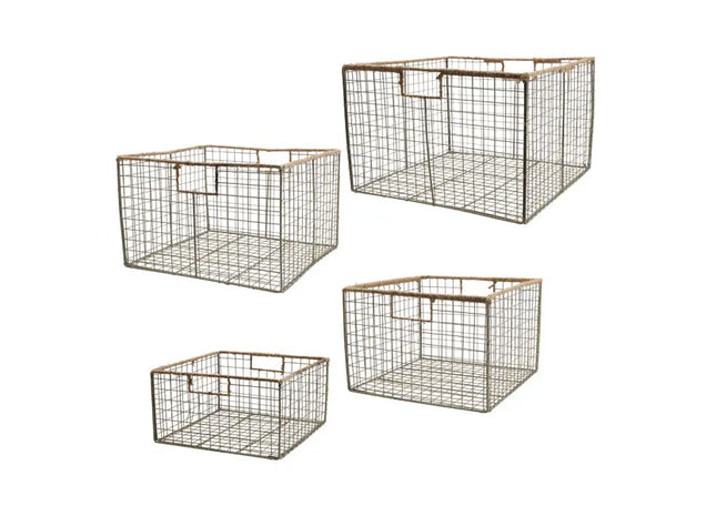 4er Set Goldene Glitzerkörbe mit Griffen, Dekorative Aufbewahrung TK Gruppe® Grosshandel 