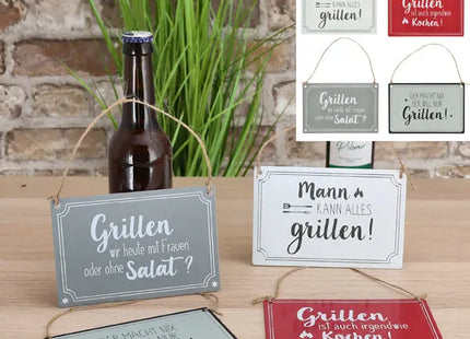 4er-Set Grill-Blechschilder, 15x10 cm - Ideale Deko für BBQ-Fans TK Gruppe® Grosshandel 