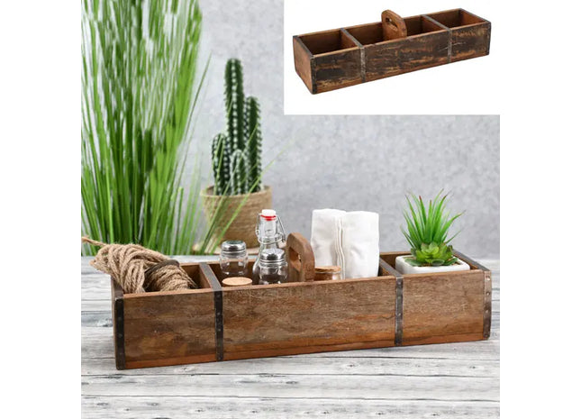 4er Set Holzkisten in Ziegelform, Altholz-Optik, ca. 17x60cm - Stilvolle Aufbewahrungslösung TK Gruppe® Grosshandel 