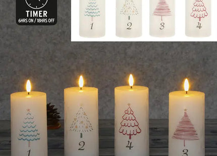 4er Set LED Echtwachskerzen, Advent, weiß, ca. 7,5x15 cm, sicherer Flammeneffekt, batteriebetrieben TK Gruppe® Grosshandel 