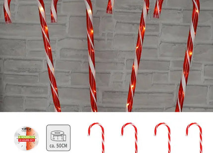 4er Set LED Zuckerstangen, Außendekoration, je ca. 50cm Hoch TK Gruppe® Grosshandel 