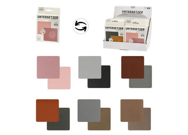 4er Set PVC-Untersetzer im Displaykarton, 6 Displays pro Karton – Robuste Tischschoner TK Gruppe® Grosshandel 