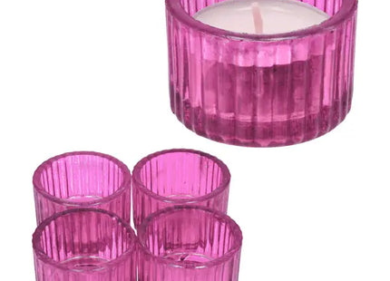 4er Set Rosa Runde Teelichthalter, Durchmesser 5 cm - Dekorative Lichtakzente TK Gruppe® Grosshandel 