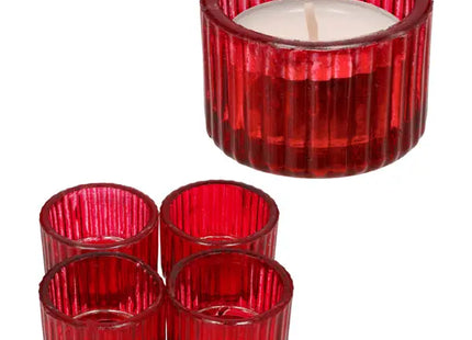 4er Set Rote Runde Teelichthalter, Durchmesser 5 cm - Markante Dekorakzente TK Gruppe® Grosshandel 