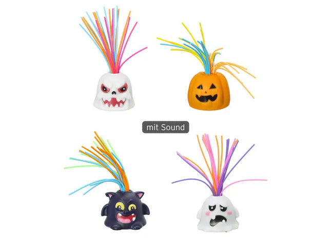 4er Set Schrei-Monster Halloween-Deko, 19 cm hoch, gruselige Requisiten für schaurigen Spaß TK Gruppe® Grosshandel 