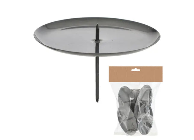 4er Set Schwarze Kerzenhalter mit Tülle - Stabile Halterung für 8cm hohe Stabkerzen TK Gruppe® Grosshandel 